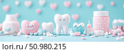 Sweet Tooth Dental Care: A Pastel Scene. Стоковое AI-изображение, AI-художник Данила Большаков / Фотобанк Лори