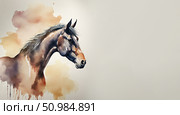 A beautiful horse, a symbol of the new year 2026. an illustration. artificial intelligence generator, AI, neural network image. background for the design. Стоковое AI-изображение, AI-художник Алёна Мостович / Фотобанк Лори