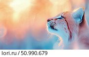 Majestic Lynx at Sunset: A Serene Wildlife Portrait. Стоковое AI-изображение, AI-художник Данила Большаков / Фотобанк Лори