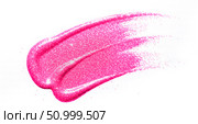 Abstract beauty background with pink glitter lip gloss smear, cosmetic swatch of shimmering liquid lipstick or nail polish isolated on white for makeup texture. Стоковое фото, фотограф Павел Муравьев / Фотобанк Лори