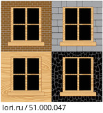 Wooden window in wall. Стоковая иллюстрация, иллюстратор Шипицин Евгений Витальевич / Фотобанк Лори