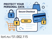 Ensuring Your Safety During Online Transactions: How to Protect Your Personal Data While Shopping Securely. Стоковое AI-изображение, AI-художник Башкирова Анна / Фотобанк Лори