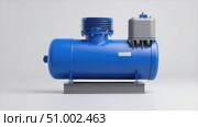Blue air compressor rotating on white background. Стоковое AI-видео, аниматор Юрий Поздников / Фотобанк Лори