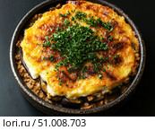 Moussaka with layers of eggplant, ground lamb, and bechamel sauce. Стоковое AI-изображение, AI-художник Татьяна  Бральнина / Фотобанк Лори