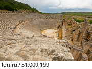 Ruins of ancient Lycian city Perge. Amphitheater still standing. Стоковое фото, фотограф Яков Филимонов / Фотобанк Лори