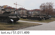 Exhibition of tanks at the National Museum of Military History in Sofia, Bulgaria. Military equipment on the territory of the historical museum. Редакционное видео, видеограф Яков Филимонов / Фотобанк Лори
