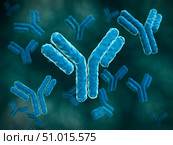 Microscopic view of immunoglobulin G antibodies. Стоковое фото, фотограф Stocktrek Images, Inc. / ТАСС / Фотобанк Лори