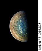 Jupiter's swirling south polar region, captured by the Juno spacecraft during a flyby. Стоковое фото, фотограф Stocktrek Images, Inc. / ТАСС / Фотобанк Лори