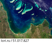 Satellite view of Princess Charlotte Bay in Australia. Стоковое фото, фотограф Stocktrek Images, Inc. / ТАСС / Фотобанк Лори