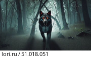 Watch a wolf navigate through a dark, mist-filled forest, highlighting its speed and elegance in the night environment. Стоковое AI-видео, аниматор Данила Большаков / Фотобанк Лори