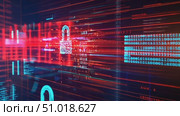 Witness vibrant data streams and lock graphics showcasing the dynamic world of cybersecurity in a digital environment. Стоковое AI-видео, аниматор Данила Большаков / Фотобанк Лори