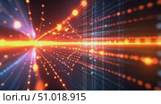 Experience a mesmerizing display of orange and blue lights moving dynamically through a captivating digital space, creating a stunning visual effect. Стоковое AI-видео, аниматор Данила Большаков / Фотобанк Лори