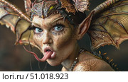 A stunning transformation highlights detailed makeup artistry as the subject portrays a whimsical creature with enchanting features and vibrant colors. Стоковое AI-видео, аниматор Данила Большаков / Фотобанк Лори