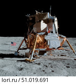 The Apollo 14 Lunar Module on the moon. Стоковое фото, фотограф Stocktrek Images, Inc. / ТАСС / Фотобанк Лори