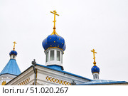 Село Суерка. Купола церкви во имя преподобного Серафима Саровского. Упоровский район. Тюменская область (2018 год). Стоковое фото, фотограф Александр Тараканов / Фотобанк Лори