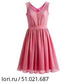 Pink Lace and Chiffon Dress on White Background. Generative AI. Стоковое AI-изображение, AI-художник Roman Zavorotny / Фотобанк Лори