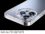 Close up of smartphone camera lenses showing advanced mobile photography technology. Стоковое AI-изображение, AI-художник Юрий Поздников / Фотобанк Лори