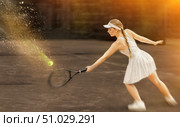 Female tennis player through eyes of web designer, fictional reality. Стоковое фото, фотограф Яков Филимонов / Фотобанк Лори
