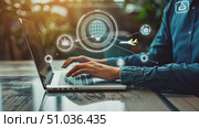 A person engages in online activities at a contemporary workspace, highlighting the importance of connectivity and technology in today's world. Стоковое AI-видео, аниматор Данила Большаков / Фотобанк Лори