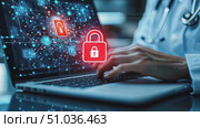 A healthcare professional discusses the importance of cybersecurity measures to safeguard patient data and ensure privacy in 2023. Стоковое AI-видео, аниматор Данила Большаков / Фотобанк Лори