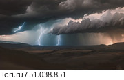 Large cloud crackling with intense lightning strikes. Natures power on display in an electrifying storm. Стоковое AI-видео, аниматор Данила Большаков / Фотобанк Лори