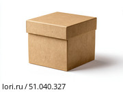Brown Cardboard Box. Delivery product packaging carton Mockup isolated on white background. Closed taped rectangular corrugated fiberboard box with shadow. Postal, mailing box, package mock up. Cargo. Стоковое AI-изображение, AI-художник Марина Демидюк / Фотобанк Лори