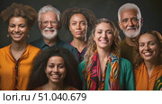Diverse group of individuals standing next to each other in a crowd, looking in the same direction. Стоковое видео, видеограф Данила Большаков / Фотобанк Лори