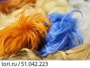 Hair texture from multi-colored wigs, synthetic and natural. Стоковое фото, фотограф Наталия Кирсанова / Фотобанк Лори