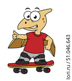 Illustration of a pterosaur skateboarding. Стоковое фото, фотограф Stocktrek Images, Inc. / ТАСС / Фотобанк Лори