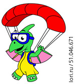 Illustration of a pterodactyl parachuting. Стоковое фото, фотограф Stocktrek Images, Inc. / ТАСС / Фотобанк Лори