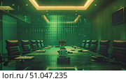 A conference room featuring a spacious table surrounded by numerous chairs. Setting is ideal for discussions, meetings, and collaborations in a professional environment. Стоковое AI-видео, аниматор Данила Большаков / Фотобанк Лори