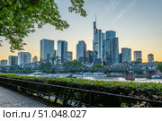 Frankfurt am Main Downtown City Skyline at Sunset. Hesse, Germany. Стоковое фото, фотограф Максим Забаровский / Фотобанк Лори