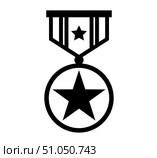 Black icon military medal. Стоковая иллюстрация, иллюстратор Вячеслав Беспутин / Фотобанк Лори