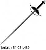 Black Small Sword Silhouette Against White Background. Generative AI. Стоковое AI-изображение, AI-художник Roman Zavorotny / Фотобанк Лори