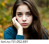 профиль грустной девушки. Стоковое AI-изображение, AI-художник Руслан Лесков / Фотобанк Лори