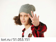 The girl in modern clothes type of rap of teen age. Стоковое фото, фотограф Наталия Кирсанова / Фотобанк Лори