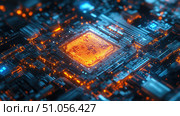 nanotechnology pulsating biochip ai generated. Стоковое AI-изображение, AI-художник Vectorwin / Фотобанк Лори
