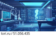 innovation futuristic scan of biotech lab ai generated. Стоковое AI-изображение, AI-художник Vectorwin / Фотобанк Лори