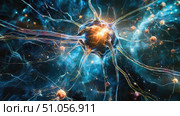 synapse stretching neuron ai generated. Стоковое AI-изображение, AI-художник Vectorwin / Фотобанк Лори