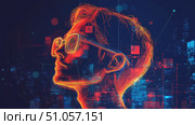 technology futuristic scan of real estate agent avatar ai generated. Стоковое AI-изображение, AI-художник Vectorwin / Фотобанк Лори