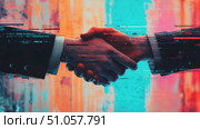technology glitch-transitioning handshake ai generated. Стоковое AI-изображение, AI-художник Vectorwin / Фотобанк Лори