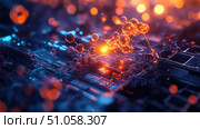 fluorescence glowing effect on chemical compound ai generated. Стоковое AI-изображение, AI-художник Vectorwin / Фотобанк Лори