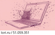 overheating disintegrating laptop ai generated. Стоковое AI-изображение, AI-художник Vectorwin / Фотобанк Лори