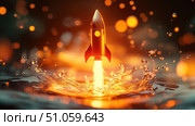 propellant lighting up rocket ai generated. Стоковое AI-изображение, AI-художник Vectorwin / Фотобанк Лори