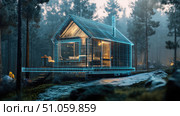 innovation futuristic scan of tiny cabin ai generated. Стоковое AI-изображение, AI-художник Vectorwin / Фотобанк Лори