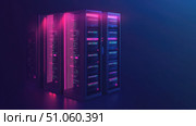 airflow illuminating server rack ai generated. Стоковое AI-изображение, AI-художник Vectorwin / Фотобанк Лори