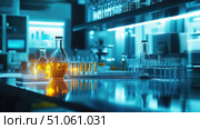 phosphorescence glowing effect on pharmaceutical lab ai generated. Стоковое AI-изображение, AI-художник Vectorwin / Фотобанк Лори