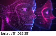 biometrics animating facial recognition scan ai generated. Стоковое AI-изображение, AI-художник Vectorwin / Фотобанк Лори