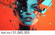 highlight splitting face ai generated. Стоковое AI-изображение, AI-художник Vectorwin / Фотобанк Лори