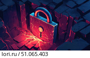 security fracturing padlock ai generated. Стоковое AI-изображение, AI-художник Vectorwin / Фотобанк Лори